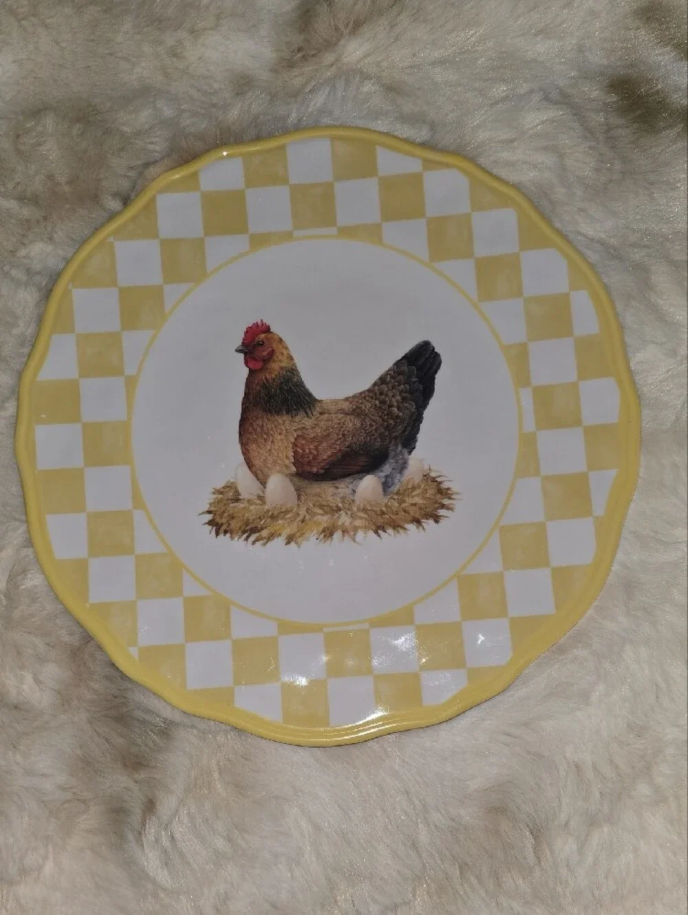 Farmhouse Checkered Dinner Plates Set - Blue, Gray, Yellow, Pink